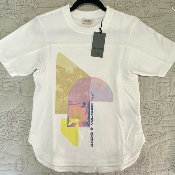 NWT Zadig & Voltaire Bow Mo Terry Palmier Judo Tee M Crewneck - Picture 1 of 9